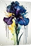 TopPacific Minimalistisches Iris-Blechschild, Kunstposter, Blechschild, Metall, Heimdekoration, Vintage-Wanddekoration, 30,5 x 40,6 cm (160B)