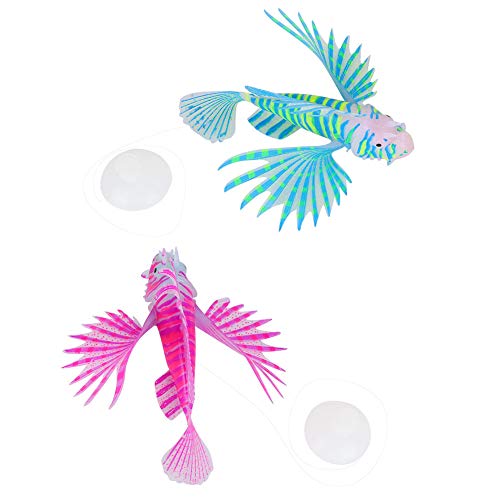 Acouto Acuario de pecera Decoración de paisaje de seguridad artificial Simulación de pez león Imitación Ventosas insípidas Adorno de acuario 2 piezas