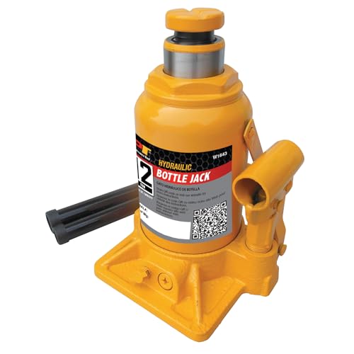 Image of Performance Tool W1643 Heavy Duty Shorty Bottle Jack for Vehicle Maintenance, 12 Ton Capacity (24,000 lbs)