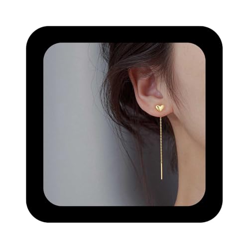 Allereya Vintage Herz Ohrringe mit Langer Kette - Goldbarren Schmuck für...