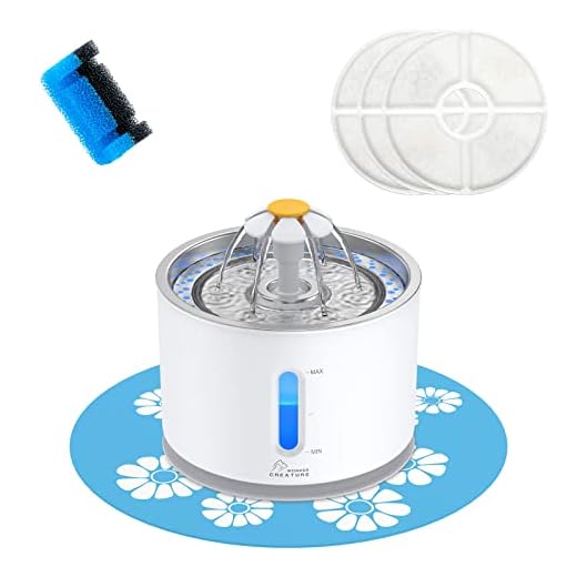 Cat Water Fountain Stainless Steel, 81oz/2.4L Pet Water Fountain with Intelligent Pump and LED Indicator for Water Shortage Alert, Cat and Dog Fountain with 3 Filters, 1 Mat and 2 Cleaning Brushes