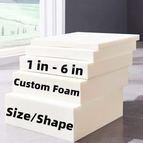 SINCERE Relleno de espuma cortada a medida, repuesto de espuma de alta densidad para interior y exterior, reemplazo a medida para cama, sofá, muebles de patio, relleno para