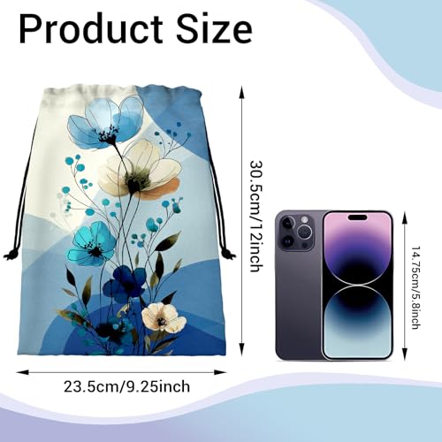 Image of Gymnastics Grip Bag Blue Poppy Flower Gymnastics Pouch Lightweight String Athlete Bag