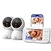 jeeber 360 Grad Babyphone mit 2 Kameras und APP, 4'' IPS WLAN Video Babyfon, Bereich alarme, ohne ABO Baby Kamera, Weinen/Bewegungs/Geräusch-E... hohe Reichweite