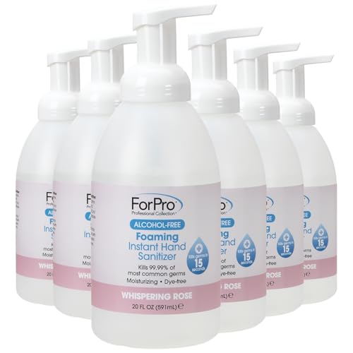 Image of ForPro Alcohol-Free Foaming Instant Hand Sanitizer, 20 Fl Oz (Pack of 6) - Moisturizing, Dye-Free Formula, Whispering Rose Scent
