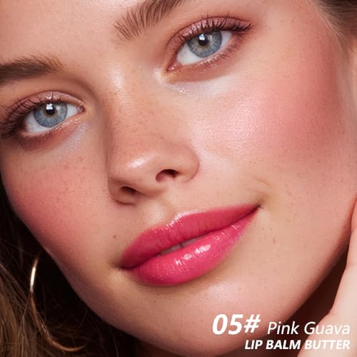Image of FeiCuiYun Summer Lip Butter Lip Balm, Ultra-Hydrating Natural Vegan Lip Balm, Sheer-Tinted Shine & Hydration, Soothes & Softens Dry Lips Skincare, Balsamo labial hidratante #5 Pink Guava