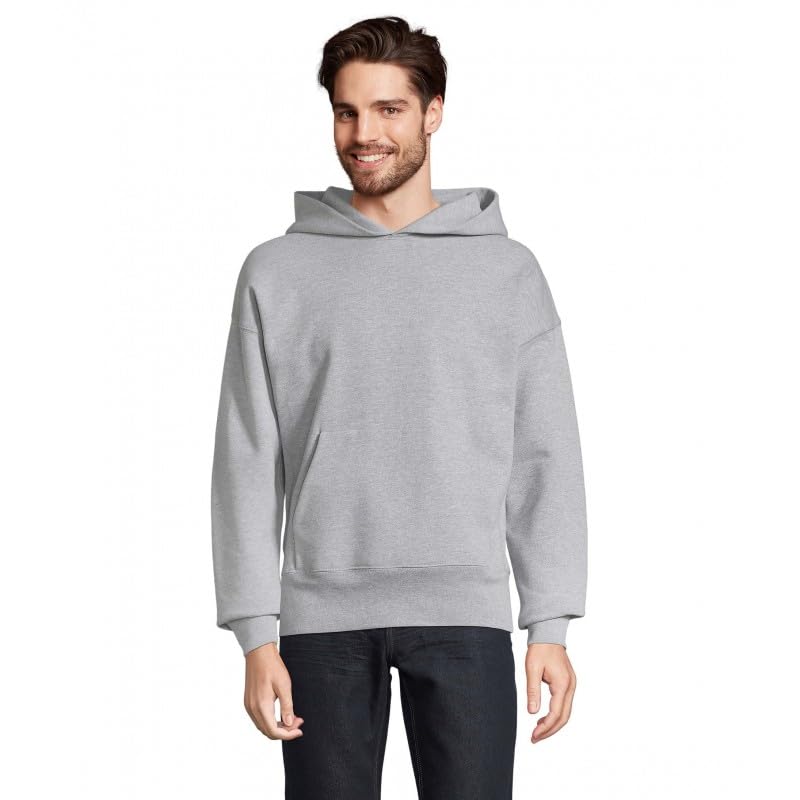 Sweat-shirt à capuche SOL'S XL gris chiné aux finitions soignées