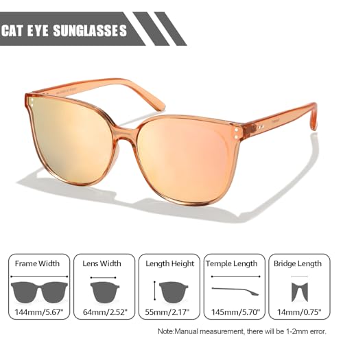 LVIOE Oversized Polarized Sunglasses for Women Trendy Large Cat Eye UV Protection Shade LS1627s3