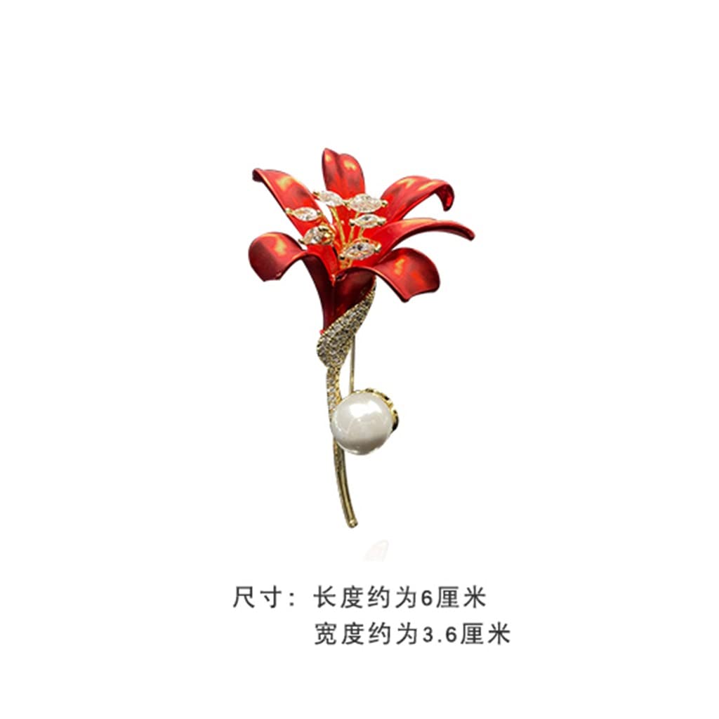 Rote Blume Brosche Elegante Weibliche Pin Anzug Zubehör Design Sinn Corsage Pin Schmuck