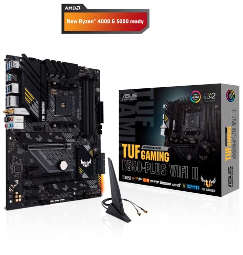 TUF Gaming B550M-PLUS WiFi II, Scheda Madre Gaming AMD microATX, Socket AM4, DDR4, PCI 4.0, LAN Realtek 2.5Gb, WiFi 6 (802.11ax), 2 M.2, 4 SATA 6GB/s, 2 USB 3.2 Gen 2, Aura Sync RGB, Nero - Scheda madre - Immagine 1