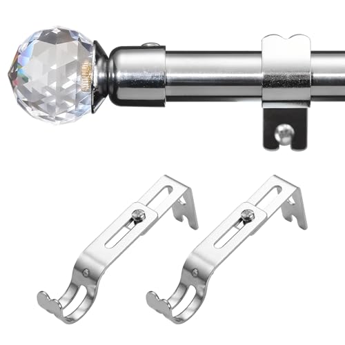 Curtain Poles, 1.6 cm Single Curtain Rods 76-157 cm, Curtain Poles for eyelet curtains for Bedroom Door, Windows