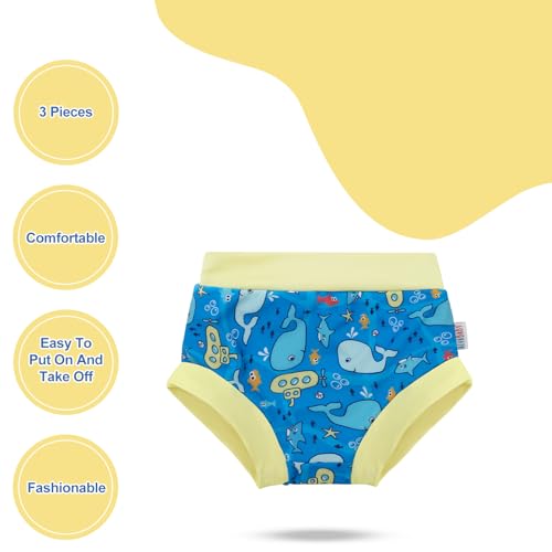 Image of ALVABABY 3 Pack Reusable Baby Boys Swim Diapers UPF 50+ Washable Toddler Beach Diapers