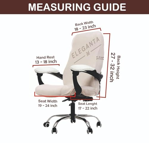 Image of ELEGANTA Stretchable Elastic Boss Office Chair Cover with Handle Covers, Polyester Spandex, Dark Grey (Pack of 1)