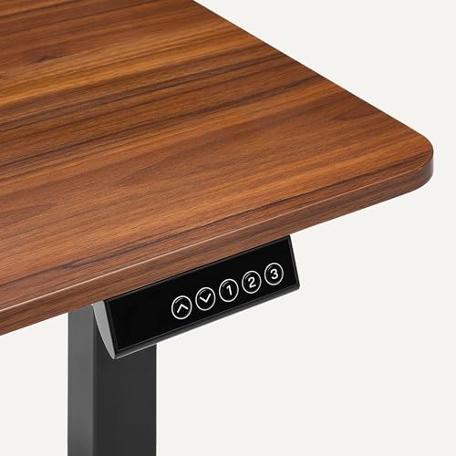 Image of Amazon Basics Electric Standing Desk, Height Adjustable Home Office Desk with Memory Buttons and Electronic Display, 47 inch x 24 inch, Black /Walnut Effect