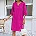 Womens Linen Dress V Neck 3/4 Sleeve Knee Length Boho Shift Tunic Over 50 60 Sundresses Summer Novelty Modest Midi Dresses Maternity Peasant Shirt Dress Womens Swim Cover Ups Women's Spring Fashion