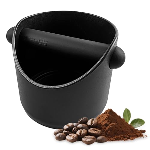 Knock box,10x10x11cm Boite à Café Knock Box,Noir Boite a marc de cafe avec Amovible Tige Percussion et Réutilisable, Base Antidérapante,Pour cuisine, Café, Restaurant, Bureau