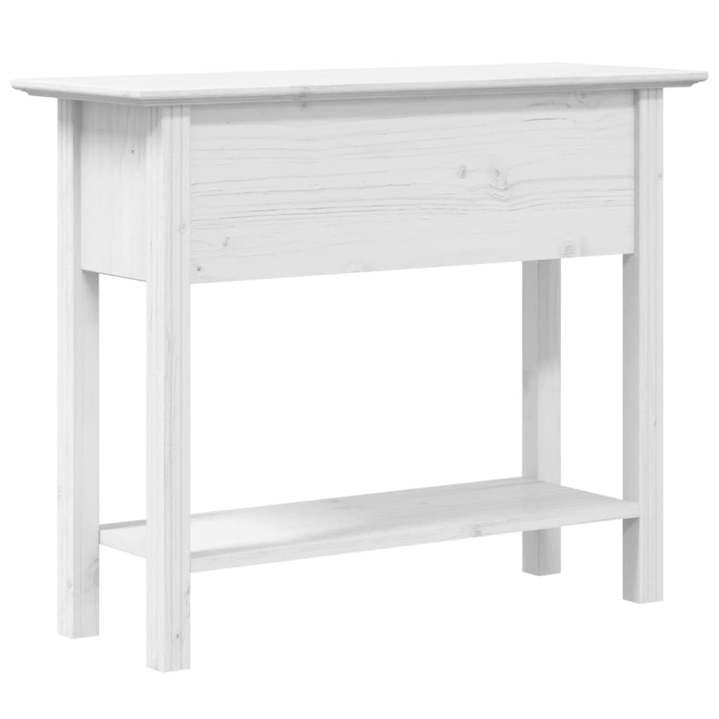 Consola clásica de madera de pino maciza con 2 cajones y estante, mesa de pasillo rústica de estilo francés con asas de metal para sala de estar y pasillo