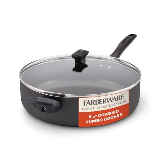 Farberware Dishwasher Safe Nonstick Jumbo Cooker/Saute Pan with Helper Handle - 6 Quart, Black