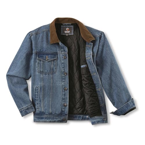 Guide Gear Men’s Quilt-Lined Denim Jacket 2.0; Cotton Button Down Cowboy Jean Coat3