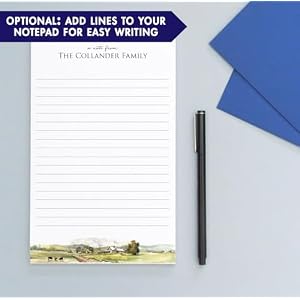 Personalized Family Stationery Notepad for Women Farmhouse Notepad Set Cow Note Paper Farm Note Pads with Name Watercolor Landscape Writing Pad A Note From Notepad 55in x 85in 50 Sheets
