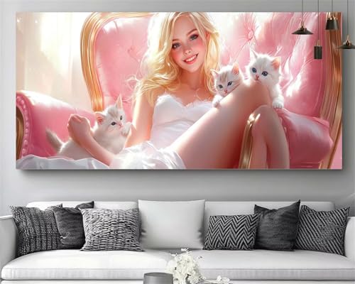 Kit complet broderie diamant chat 70x140cm 5D DIY cristal strass point de croix canevas adulte M623