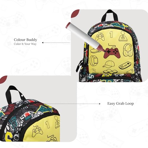 Image of F Gear Colour Buddy 12L Kids Backpack, Kids Can Colour On The Bag, 1 Compartment & 2 Pockets; Lightweight, Durable & Fun Backpack for School & Travel | Comfortable & Stylish Bag