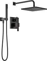 Delta Modern 14 Series 10-Inch Matte Black Rainfall Shower System with Handheld Wand, Valve Trim Kit 342701-BL
