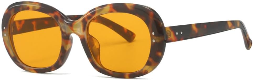 Popular Fashion Oval Punk Rivets Men Sunglasses Shades UV400 Retro Women Round Orange Sun Glasses