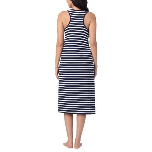 Nautica Womens Sleep Dress 100% Cotton Jersey Knit Racerback Full Length Nightgown with Slit3