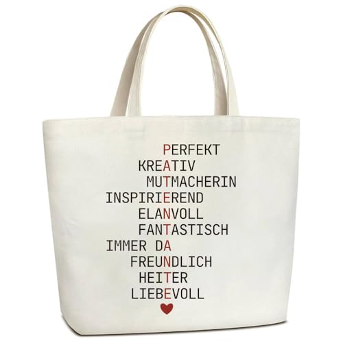 Coolgaga Patentante Geschenk Baumwolltasche Damen Einkaufstasche Tragtasche Beste Patentante Geschenk für Fragen Danke Patin Geburtstag Taufe Konfirmation Kommunion Weihnachten Frauentag Muttertag