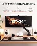 Bras de moniteur simple ErGear, support de moniteur de jeu réglable pour écrans de 13 à 34 po, support de moniteur d'ordinateur à installation rapide sans outil avec montage VESA, gestion des câbles, supporte 19,8 lbs, VESA max 100x100mm
