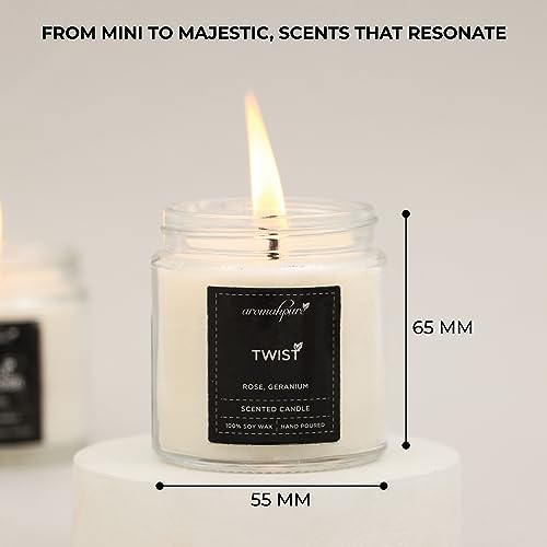 Aromahpure Scented Candles (55 Hours) (100% Soy Wax)- Handcrafted | Smoke-Free | Joyful Lavender, Twist Fragrance-Rose & Geranium Candles for Home & Gift Sets, IFRA Certified