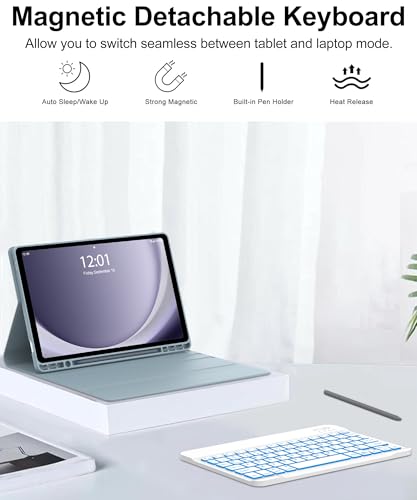 Image of Backlit Keyboard Case for Samsung Galaxy Tab A9 Plus 11 Inch 2023, Detachable Keyboard for Galaxy A9+ Plus with Pen Holder, Backlight Keypad Cover for Samsung Tab 11'' SM-X210 /X216 /X218, Blue