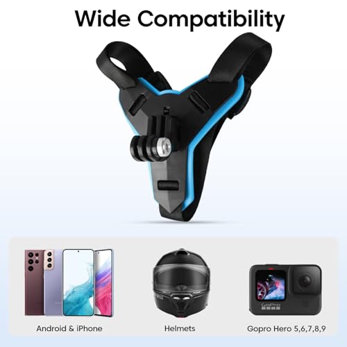 Sounce Helmet Chin Strap Mount with Mobile Clip & Screw Compatible with All Smart Phones Go pro Hero 9/8/7/6,SJCAM, Yi, DJI Osmo Action & Other Action Cameras (Multipurpose Helmet Mount) 3 41btRCfk5vL