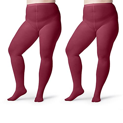 Image of Silky Toes Plus Size Tights for Women | 60D Soft Opaque Comfort Fit Pantyhose | Black or Colored 1-2 pairs | 1X-8X