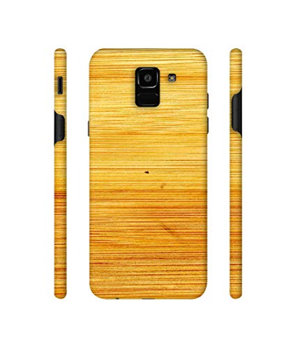 Image of Amazon Brand - Solimo Designer Yellow Brush Texture 3D Printed Hard Back Case Mobile Cover for Samsung Galaxy J6