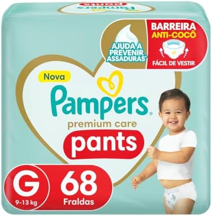Fralda Pampers Premium Care Pants Tamanho G, Fácil de Vestir, 68 ...