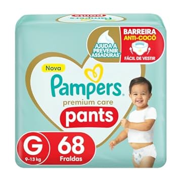 Fralda Pampers Premium Care Pants Tamanho G, Fácil de Vestir, 68 Unidades