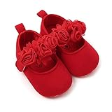 RVROVIC Baby Girl Moccasins Princess Sparkly Mary Jane Dresses Shoes Premium Lightweight Soft Sole Crib Shoes Toddler Shoes(6-12 Months Infant,B1-Red)