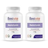 BESTVITE Melatonin 3mg (480 Vegetarian Capsules) (240 x 2) (Value Pack) - No Crospovidone - No Dextrose - No Dicalcium Phosphate - No Stearates - Vegan - Non GMO - Gluten Free