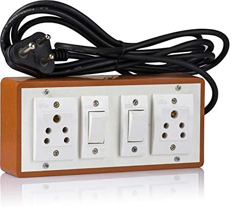 Switch Board with 2 Mile Sockets(5A) and 2 Mile Switches(5A)-2.5Mtr Long Wire 2 Socket Surge Protector (White)