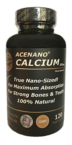 AceNano Nano Calcium Supplement, 1 Bottle, True Nano Sized Calcium Powder in Capsule for Super Absorption, Made in USA