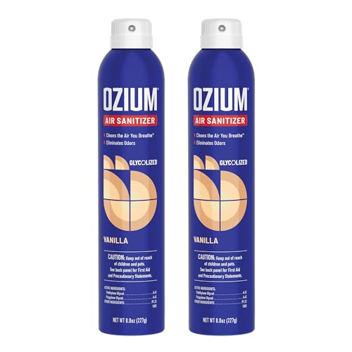 Ozium 8 Oz. Air Sanitizer & Odor Eliminator for Homes, Cars, Offices and More, Vanilla Scent, Pack