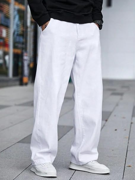 Image of Men Loose Fit Mid Rise Grey Jeans | Ankle-Length Trendy Denim for Smart-Casual Wear | Comfortable Everyday Jeans for Men | Modern Stylish Casual Outfit