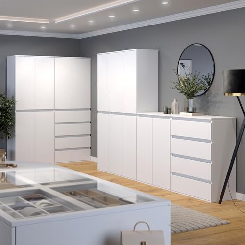 Vicco Armadio Claus, Bianco, 74 X 191.5 Cm Con 4 Porte, Per La Conservazione Di Abbigliamento E Accessori - 6