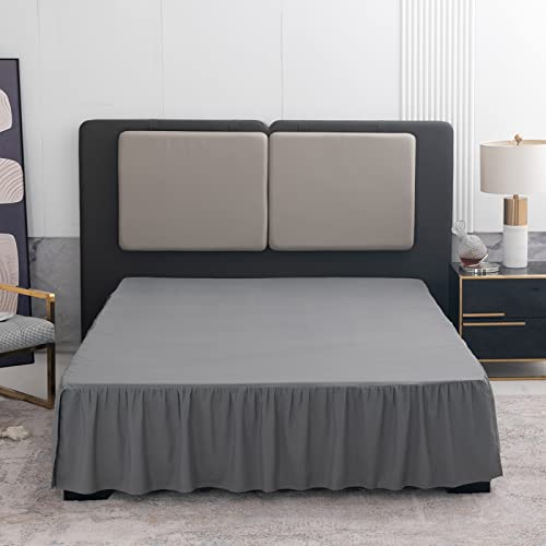 Image of Bed Skirt Full Size 18 Inch Drop Ruffled Bed Skirt with Split Corners | Bed Skirt with Platform, Soft and Stylish 100% Microfiber, Grey