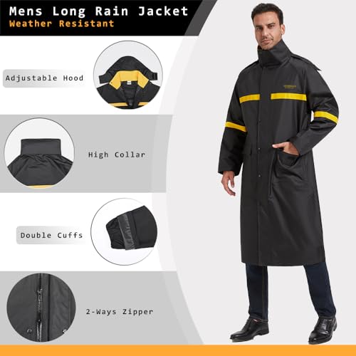 Rain Coats for Men Waterproof Hooded Long Raincoat Breathable Rain Jacket Rain Poncho for Outdoor Activity and Work3