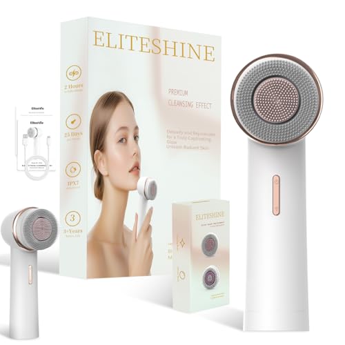 Electric Facial Cleansing Brush with Silicone and Bristle Brushhe...