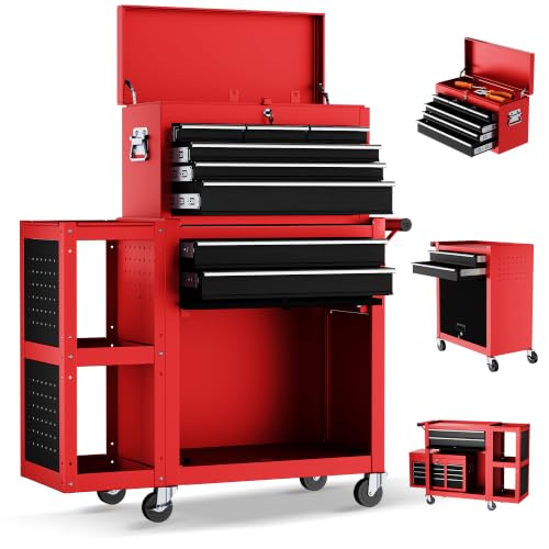 Image of 8-Drawers Rolling Tool Chest, Assembled Tool Cabinet, Removable Top Toolbox, 30% Extra Storage Tool Cabinet Heavy-Duty Lockable Wheels, Tool Rack, Metal Tool Storage Cart for Workshop, 2026 New Red
