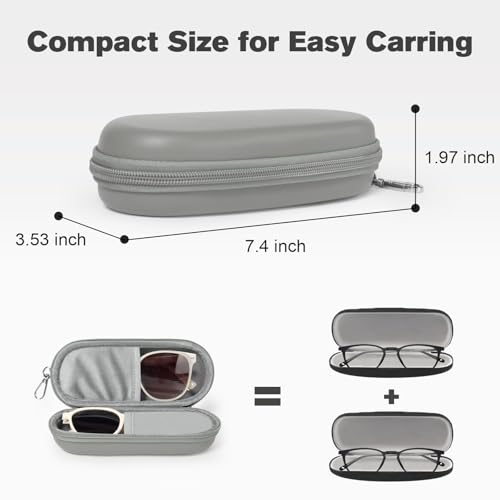Image of Double Eyeglasses Case, Dual Glasses Sunglasses Organizer with Zipper Closure, Eyewear Storage Box for Men Women Travel